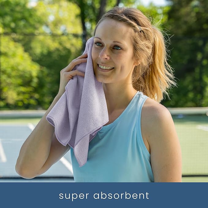 S&T INC. Microfiber Gym Towels, Yoga Towel for Home and Gym Bag, 16 Inch x 27 Inch, 6 Pack-GravixFit