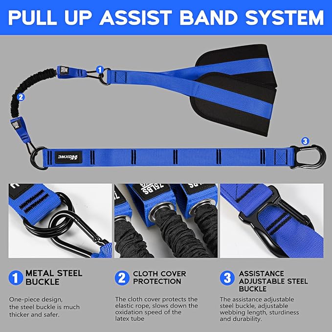 Pull Up Assistance Bands, Adjustable Heavy Duty Resistance Band for Pull Up, 3 Pull Up Bands, Comfortable Fabric Feet/Knee Rest, Assistance Bands for Pull-Up, Home Fitness, Body Stretching-GravixFit