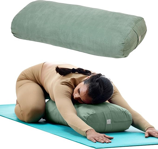 Gaiam Yoga Bolster - Long, Rectangular Meditation Pillow - Supportive Cushion for Restorative Yoga and Sitting on the Floor - Built-In Carrying Handle - Machine Washable Cover'-GravixFit