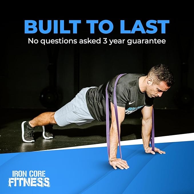 Pull Up Assistance Resistance Bands - Long Loop Power Bands for Men and Women - Strength Power Flexibility Training at Home & Gym - Ebooks & Workout Chart Included by Iron Core Fitness-GravixFit