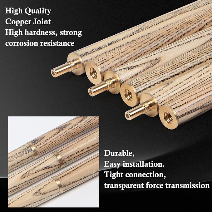 Kmise Pool Cue Set of 3, 57-inch Cue Sticks with 9.5mm Pro Tips, Splicing Process, Handmade from Premium Wood, Pool Sticks for Adults, for Men and Women, Bar Home Taple Sports