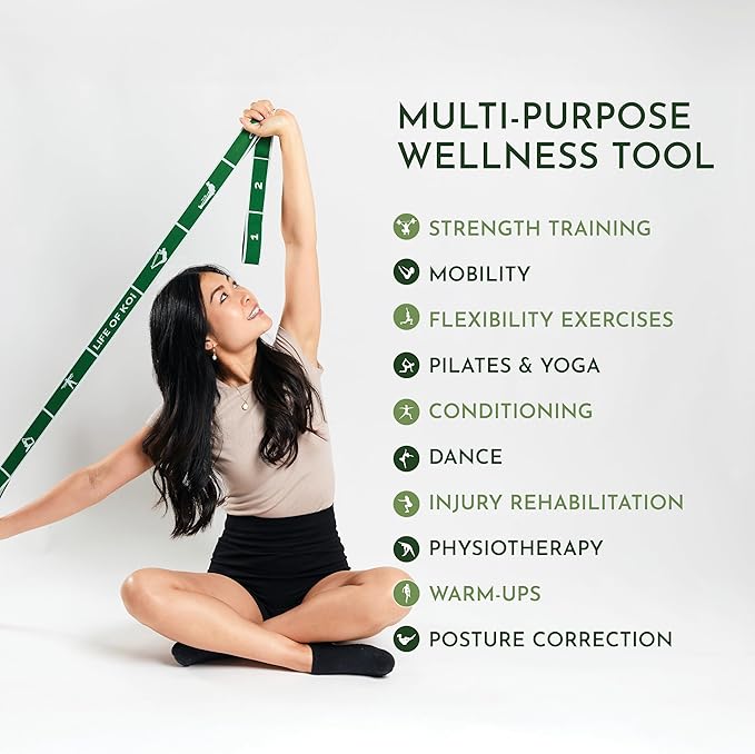 Stretching Strap: HEAVY Resistance Band, Stretch Strap with Loops for Yoga, Pilates, Dance, Physical Therapy, Gymnastics, Yoga Strap for Stretching, Workout, Flexibility-GravixFit