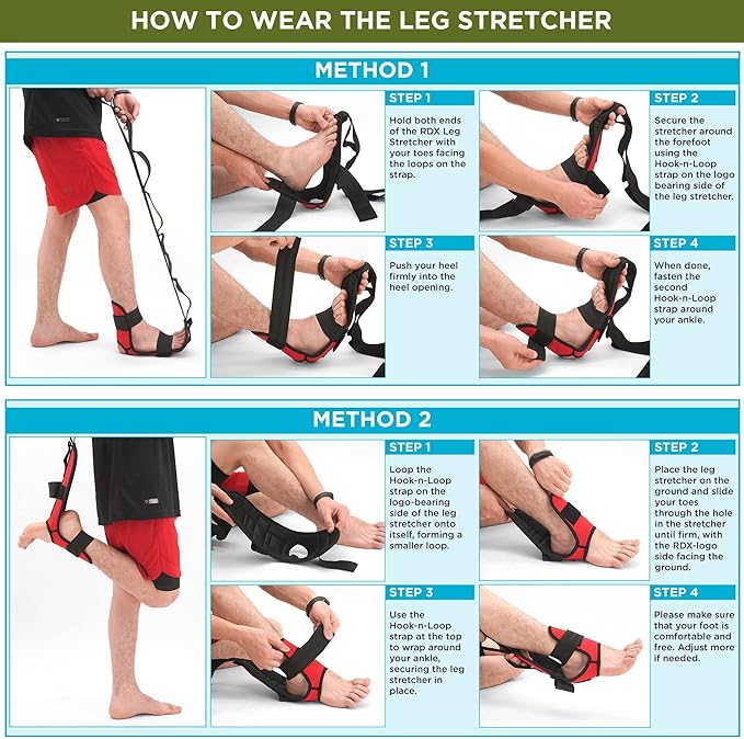RDX Yoga Stretching Strap, Ankle Ligament Stretcher Belt with Loops Ligament Stretch Band, Fitness Leg Stretcher for Plantar Fasciitis, Foot Stretch Assist for Hamstring, Flexibility Exercise-GravixFit