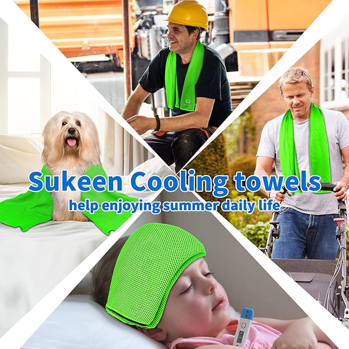 Sukeen 12 Pack Cooling Towel (40"x12"), Ice Towel Sets,Soft Breathable Chilly Towel,Microfiber Towel for Yoga,Sport,Running,Gym,Workout,Camping,Fitness,Workout-GravixFit
