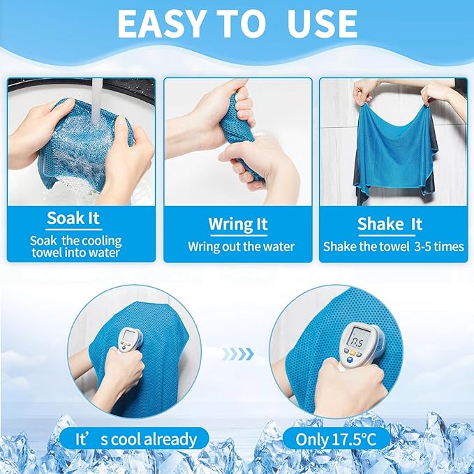 Honoson Cooling Towel Bulk - Neck & Face Cool Chilly Towels Microfiber Breathable Sport Sweat Rag for Gym, Yoga, Travel, Camping, Running, Outdoor-GravixFit