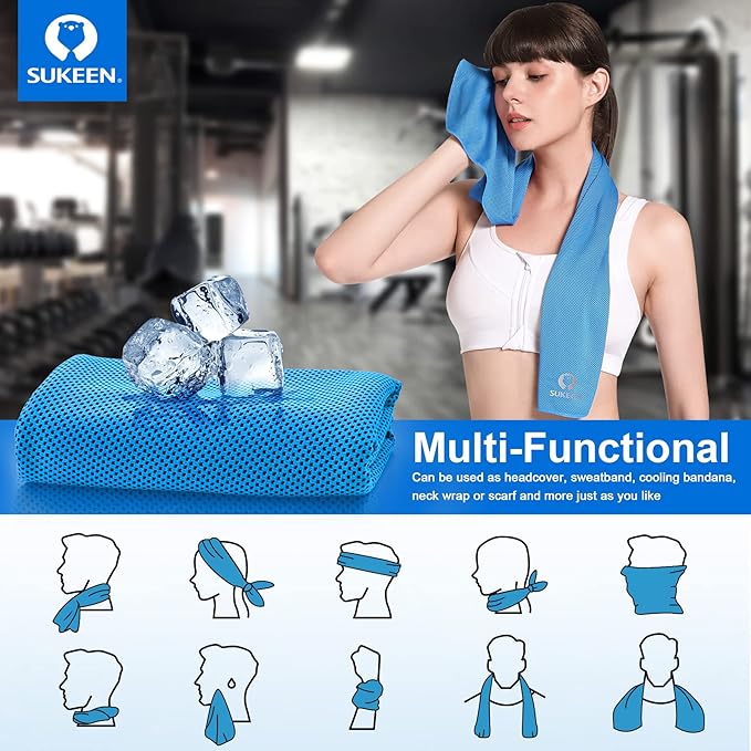 Sukeen Cooling Towel,Instant Evaporative Cooling for Sports,Yoga,Golf,Gym,Neck,Workout and More(40”x 12”)-GravixFit