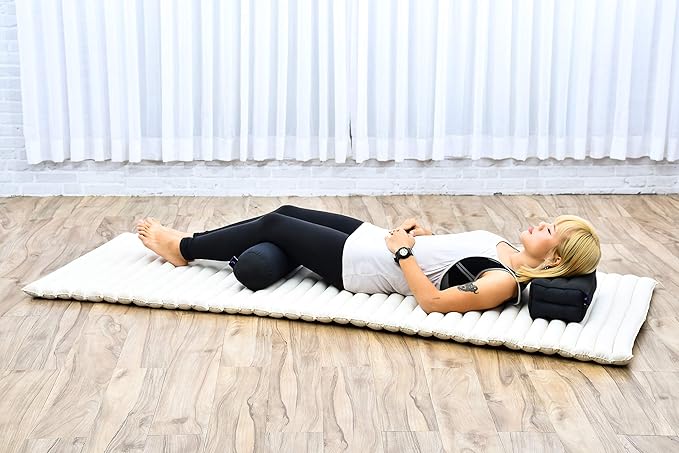 Leewadee Small Yoga Bolster – Shape-Retaining Cervical Neck Roll, Tube Pillow for Comfortable Reading, Kapok Filling, 22 x 6 x 6 inches-GravixFit
