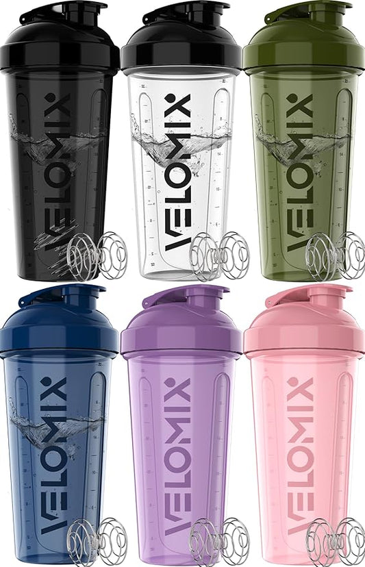 '-6 PACK- 28 oz Protein Shaker Bottle for Protein Mixes - 6x Wire Whisk | Leak Proof Shaker Cups for Protein Shakes | Protein Shaker Bottle Pack | Protein Shake Cup (Dynamic Fuel Series)-GravixFit