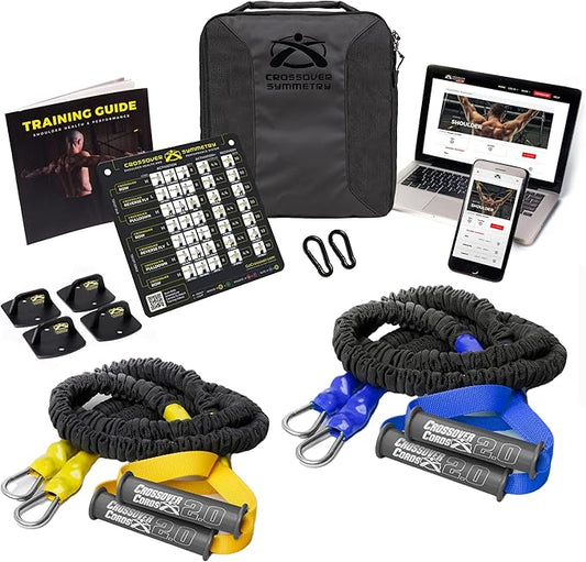 Crossover Symmetry Shoulder System Includes Two Sets of Resistance Bands Attachments Training Guide Exercise Chart Online Workouts for Home Fitness Rehab Rotator Cuff Exercises-GravixFit