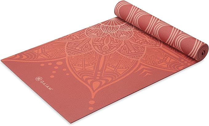 Gaiam Yoga Mat - Premium 6mm Print Reversible Extra Thick Non Slip Exercise & Fitness Mat for All Types of Yoga, Pilates & Floor Workouts (68" x 24" x 6mm Thick)-GravixFit