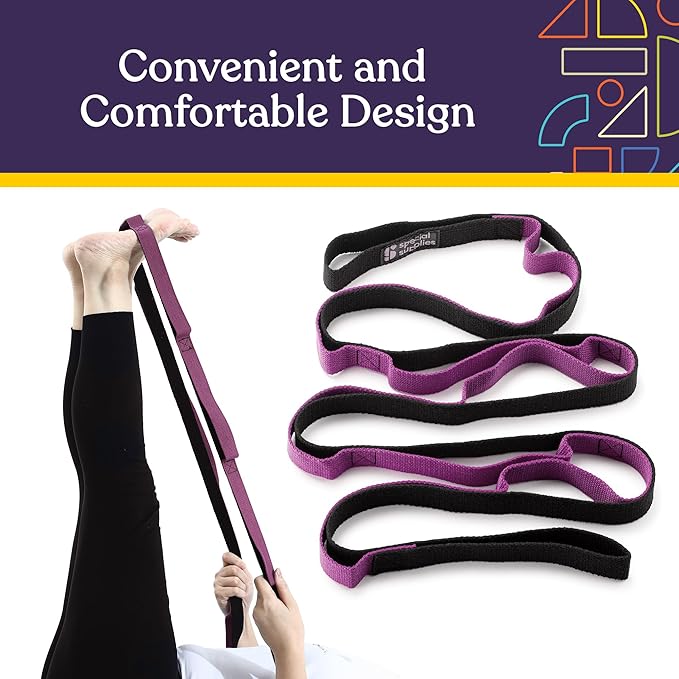 SPECIAL SUPPLIES Yoga Strap for Stretching, Stability Training, Fitness, Flexibility, Physical Therapy, Home Workout Equipment, Strength Training, and Pilates (Purple)-GravixFit
