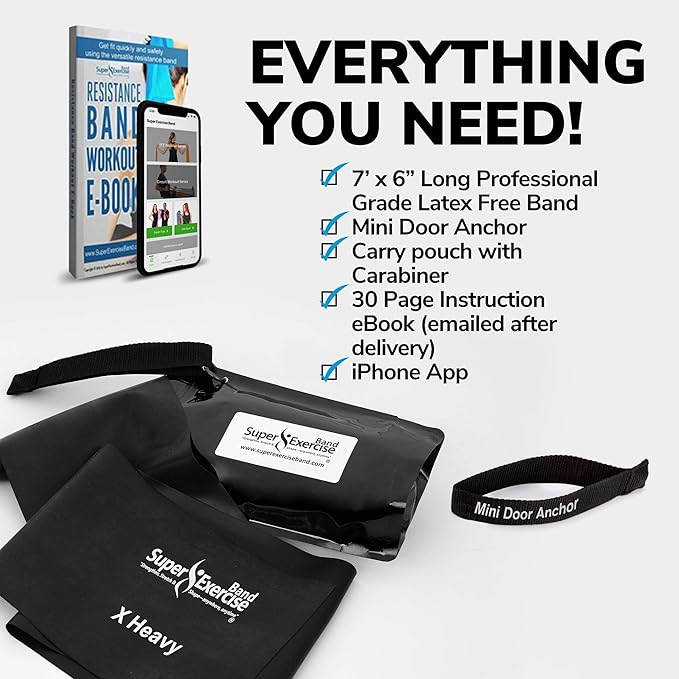 7Ft Long Resistance Bands for Stretching - Resistance Bands Set with Door Anchor - Exercise Bands Including Carry Pouch, E-Book & App - Latex-Free Workout Bands-GravixFit