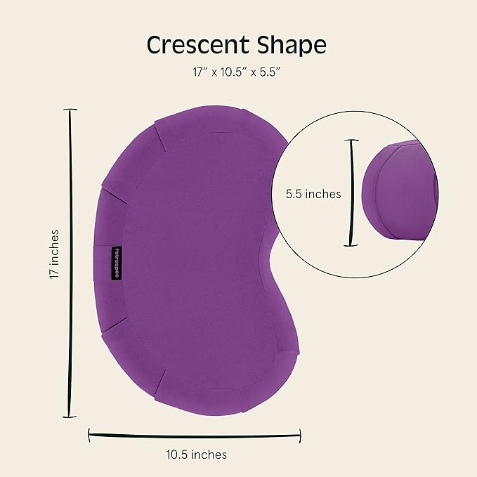 Retrospec Sedona Zafu Meditation Cushion Filled w/Buckwheat Hulls - Yoga Pillow for Meditation Practices - Machine Washable 100% Cotton Cover & Durable Carry Handle Round & Crescent, 1 Ct (Pack of 1)-GravixFit