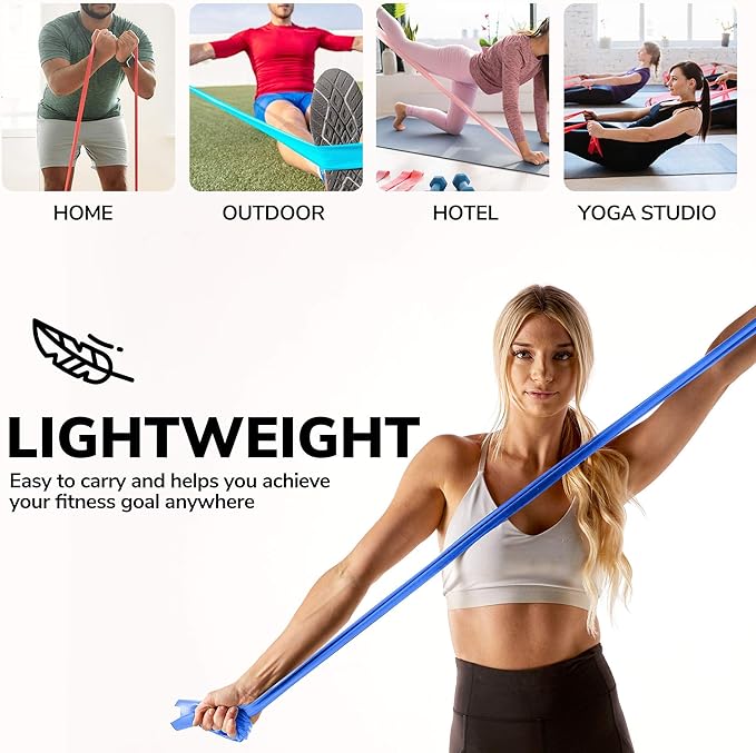 7Ft Long Resistance Bands for Stretching - Resistance Bands Set with Door Anchor - Exercise Bands Including Carry Pouch, E-Book & App - Latex-Free Workout Bands-GravixFit