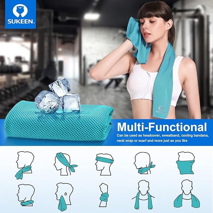 Sukeen Cooling Towel,Instant Evaporative Cooling for Sports,Yoga,Golf,Gym,Neck,Workout and More(40”x 12”)-GravixFit