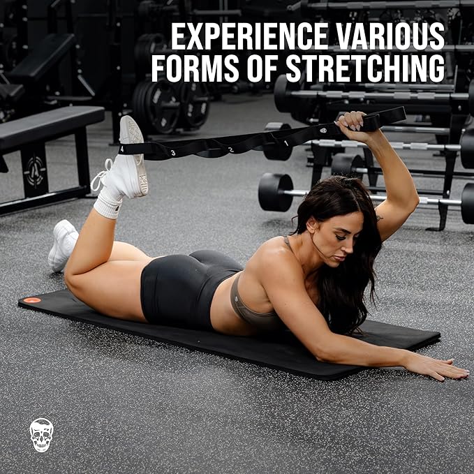 Gymreapers Stretching Strap for Physical Therapy Non-Elastic Stretch Band 10 Loop Neoprene Stretch Strap for Yoga Pilates Exercise Men & Women-GravixFit