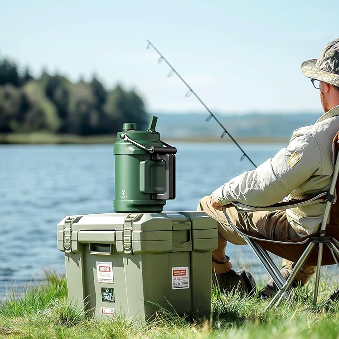 Meoky 1 Gallon Insulated Water Bottle for Travel 128 oz Triple Wall Vacuum Stainless Steel Water Jug - Top and Side Handles, Cold for 48 Hrs, 2-in-1 Straw and Spout Lid, Leak Proof for Work (Silver)-GravixFit