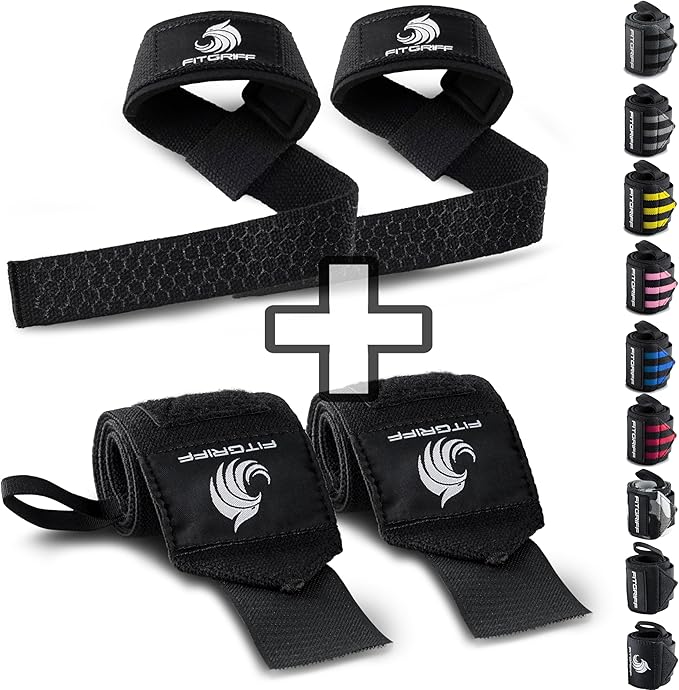 Fitgriff® Lifting Straps & Wrist Wraps (Bundle) Superior Support for Weightlifting & Gym Workouts - for Men and Women-GravixFit