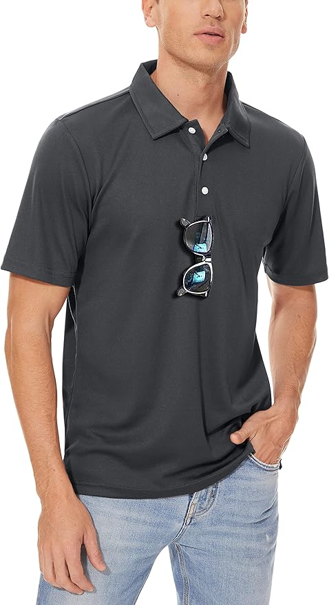 MAGCOMSEN Men's Polo Shirts 3 Buttons Casual Work T Shirts Quick Dry Short Sleeve Golf Shirt Pique Jersey Outdoor Performance-GravixFit