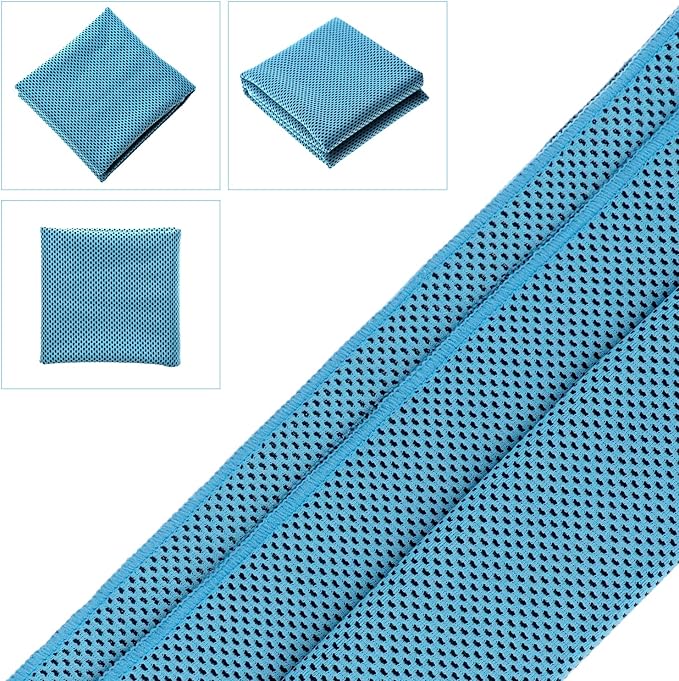 Biange Cooling Towel (Pack of 20, 40"x12") with Pouches for Sports, Workout, Fitness, Gym, Yoga, Golf, Pilates, Travel, Camping & More-GravixFit