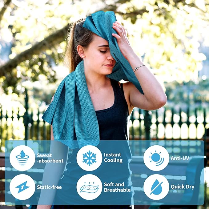 YESLIFE 4 Pack Cooling Towel 40"x12", Gym Towels for Men and Women, Soft Breathable Workout Towels for Yoga, Running, Sport, & More (Grey, Dark Blue, Purple, Blue)-GravixFit