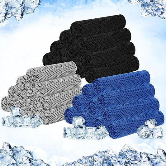 Hosuly 30 Pack Cooling Towels, 40"x12" Ice Breathable Soft Chilly Sweat Rag Microfiber Workout Rags for Gym Cooling Towels for Neck and Face for Yoga Golf Sport Running-GravixFit