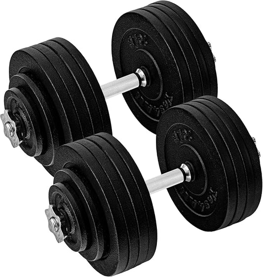 Yes4All Old School Adjustable Dumbbell Set with Weight Plates, Star Lock Collars/Connector, 40lbs to 200lbs Adjustable Weight Plates Set-GravixFit