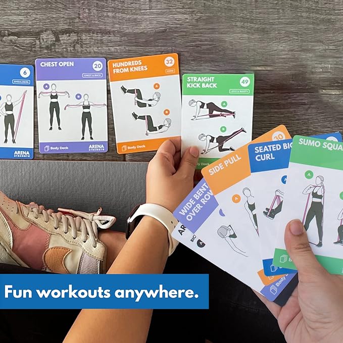 Arena Strength Workout Cards - Instructional Fitness Deck for Booty Band Workouts, Beginner Fitness Guide for Resistance Band Training Exercises at Home. Includes Workout Routines.-GravixFit