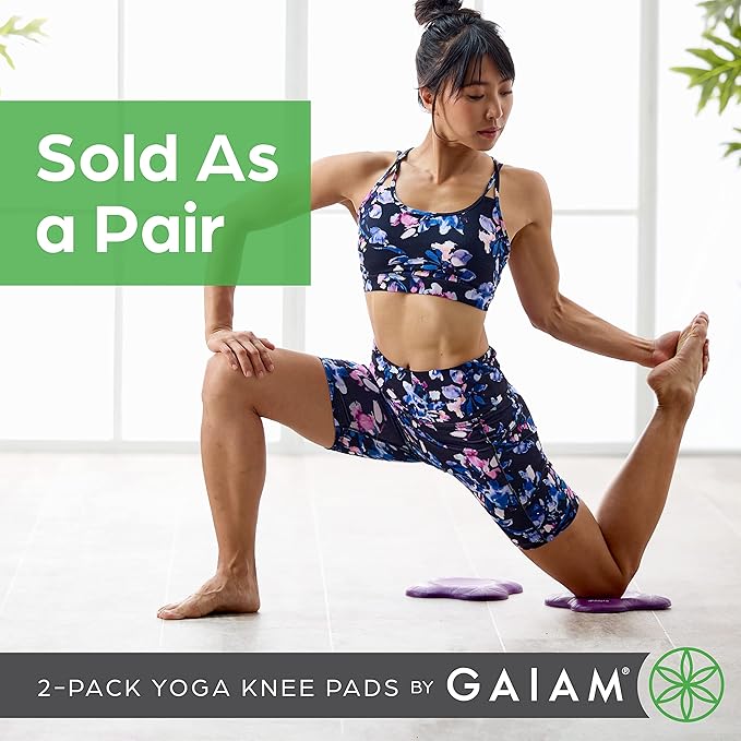 Gaiam Yoga Knee Pads (Set of 2) - Yoga Props and Accessories for Women/Men Cushions Knees and Elbows for Fitness, Travel, Meditation, Kneeling, Balance, Floor, Pilates-GravixFit