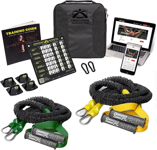 Crossover Symmetry Shoulder System Includes Two Sets of Resistance Bands Attachments Training Guide Exercise Chart Online Workouts for Home Fitness Rehab Rotator Cuff Exercises-GravixFit