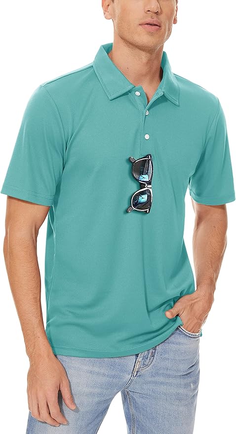 MAGCOMSEN Men's Polo Shirts 3 Buttons Casual Work T Shirts Quick Dry Short Sleeve Golf Shirt Pique Jersey Outdoor Performance-GravixFit