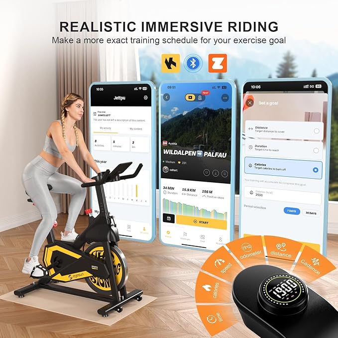Exercise Bikes for Home,Indoor Cycling Bike with Adjustable Magnetic,Brake Pad Resistance Silent Belt Drive,330lbs Weight Capacity &Upgraded Version Seat for Home Cardio&Weight Loss