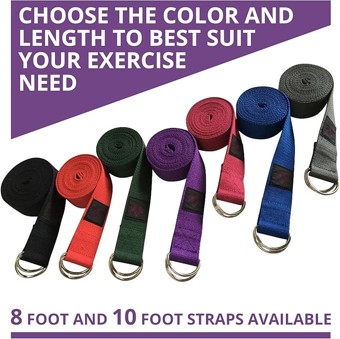 Clever Yoga - 8 ft Yoga Strap for Exercise & Physical Therapy, Leg Stretching Strap Yoga Accessories & Stretching Equipment, Leg Stretcher for Women & Men, Home Workout Essentials-GravixFit