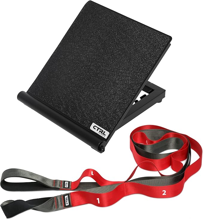 Stretching Strap with Loops - Non Elastic Stretch Band for Physical Therapy, Yoga Strap for Stretching Equipment, Stretch Bands for Exercise and Flexibility - Fascia, Hamstring & Leg Stretcher Belt-GravixFit