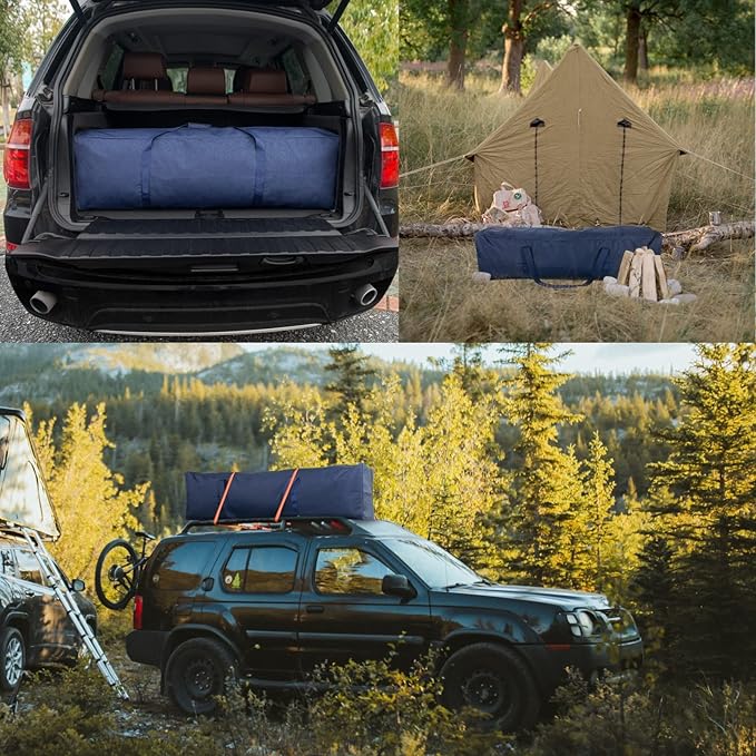 TOPDesign 46 Inch Extra Large Zippered Duffel Bag for Travel Camping Sports Equipment Storage, Waterproof Foldable Luggage Bag with Padded Handles-GravixFit