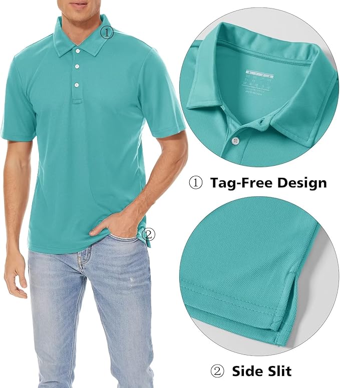 MAGCOMSEN Men's Polo Shirts 3 Buttons Casual Work T Shirts Quick Dry Short Sleeve Golf Shirt Pique Jersey Outdoor Performance-GravixFit