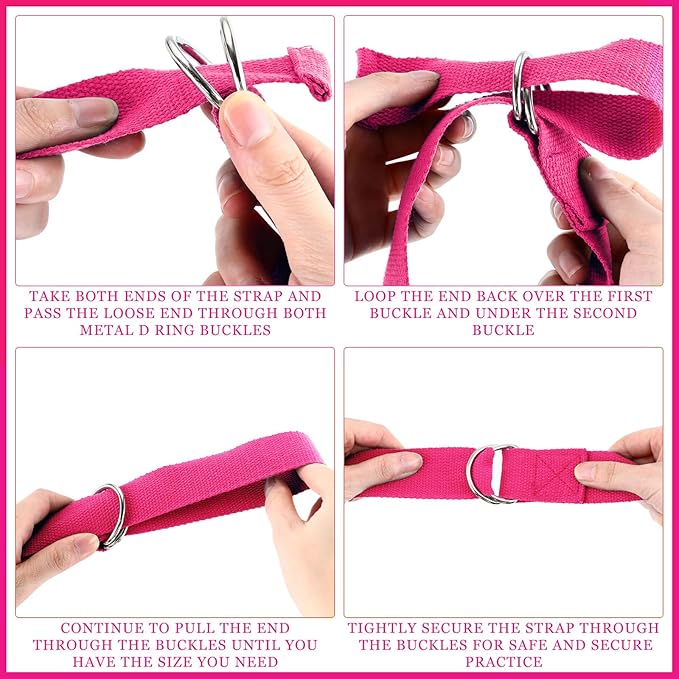 Leyndo 24 Pieces Yoga Strap Stretching Pilates Exercise Adjustable Straps 6 ft Non Elastic Yoga Belt with Adjustable D Ring Buckle for Pilates Gym Workouts Fitness-GravixFit