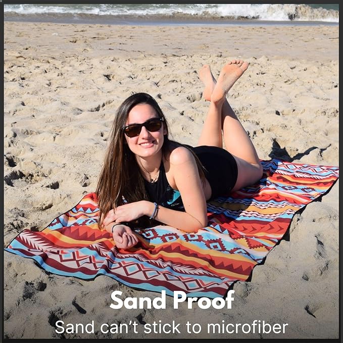 ECCOSOPHY Microfiber Beach Towel - Sand Free Towels are Quick Dry, Light Weight, Super Absorbent - Perfect Pool, Travel, Cruise, Camping Essentials - Oversized Extra Large for Adults 71x35 in-GravixFit