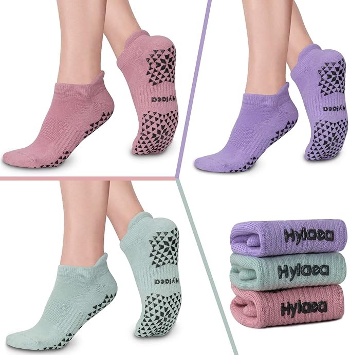 Hylaea Unisex Non Slip Socks with Grip for Yoga, Hospital, Pilates, Barre | Ankle, Cushioned-GravixFit