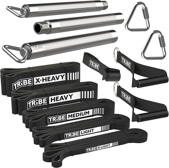 Long Resistance Bands for Working Out Men and Women - Set of 5 Pull-Up Bands, Rubber Handles and Door Anchor - Workout Bands Resistance for Men - Exercise Bands Resistance Bands Set-GravixFit