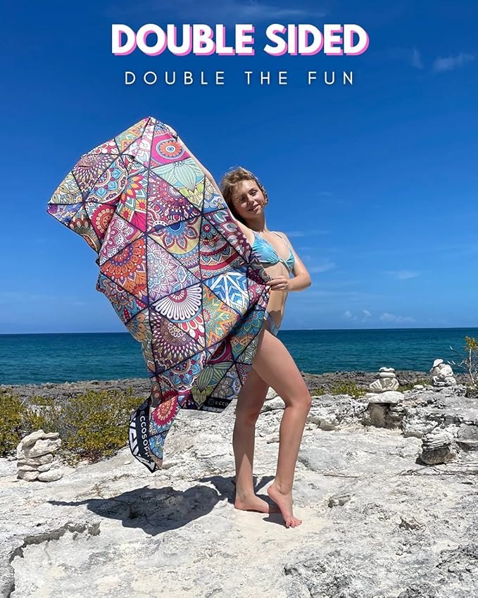 ECCOSOPHY Microfiber Beach Towel - Sand Free Towels are Quick Dry, Light Weight, Super Absorbent - Perfect Pool, Travel, Cruise, Camping Essentials - Oversized Extra Large for Adults 71x35 in-GravixFit