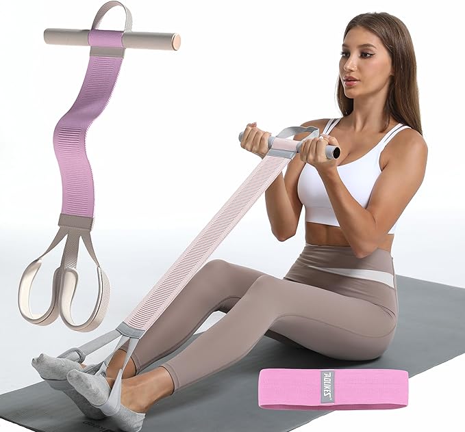 Multifunctional Tension Rope Set – Sit-Up Assistance, Knitted Fitness Equipment for Abdominal/Waist/Arm/Leg Stretching & Weight Loss Training，Gift a 90 Pound Knitted Resistance Strap-GravixFit