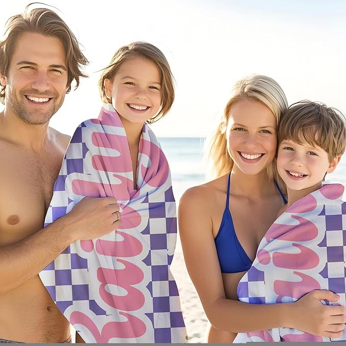 JML Personalized Beach Towel with Name, Custom Flower Beach Towel, Customized Microfiber Pool Towel, Quick Dry & Absorbent Swim Towel for Adult,Anniversary, Birthday, Summer Holiday,Vacation-GravixFit