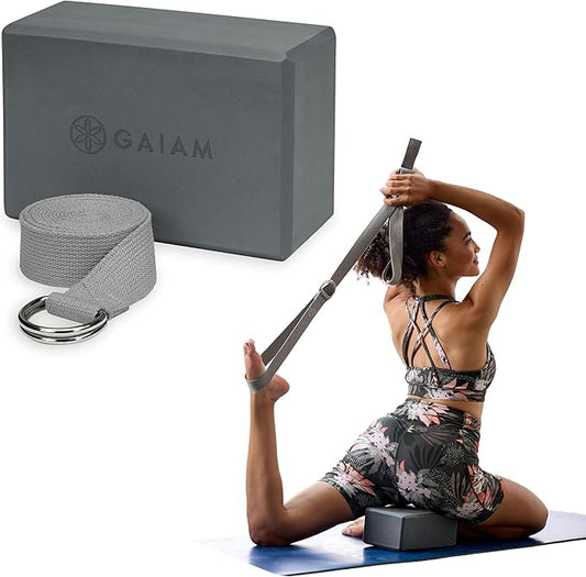 Gaiam Yoga Block - Supportive Latex-Free Eva Foam - Soft Non-Slip Surface with Beveled Edges for Yoga, Pilates, Meditation - Yoga Accessories for Stability, Balance, Deepen Stretches-GravixFit