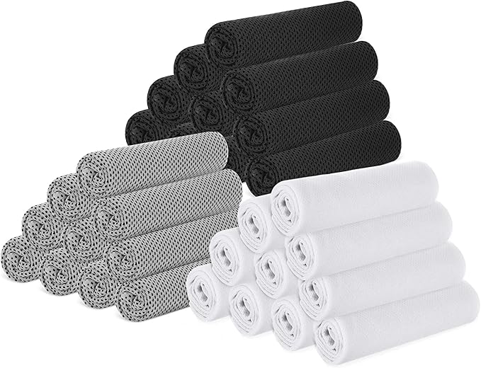 Hosuly 30 Pack Cooling Towels, 40"x12" Ice Breathable Soft Chilly Sweat Rag Microfiber Workout Rags for Gym Cooling Towels for Neck and Face for Yoga Golf Sport Running-GravixFit