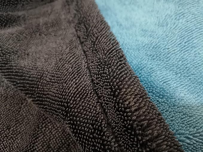 SOFTBATFY 1200 GSM 36" x 24"Dual Sided Microfiber Car Cleaning Drying Towel with Twist Pile, Super Absorbent, Scratch-Free, Machine Washable (Blue-Grey)-GravixFit