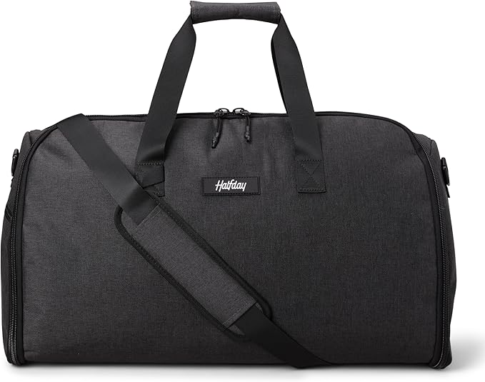 Halfday Convertible 2-in-1 Garment Duffel Weekender Bag 45L | Wrinkle-Free Travel, Hanging Suit Compartment, Shoe Pockets, Trolley Sleeve. Durable & Water-Resistant Carry-On, Shadow-GravixFit