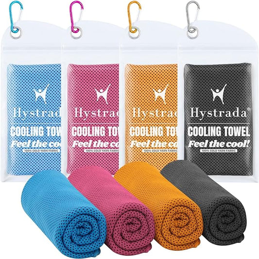 4 Packs Cooling Towel (40 x 12), Ice Towel, Microfiber, Soft Breathable Chilly Towel Stay Cool for Yoga, Workout, Sport, Gym, Camping, Fitness, Running, Workout & More Activities - Multicolor-GravixFit
