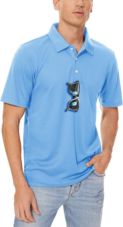 MAGCOMSEN Men's Polo Shirts 3 Buttons Casual Work T Shirts Quick Dry Short Sleeve Golf Shirt Pique Jersey Outdoor Performance-GravixFit