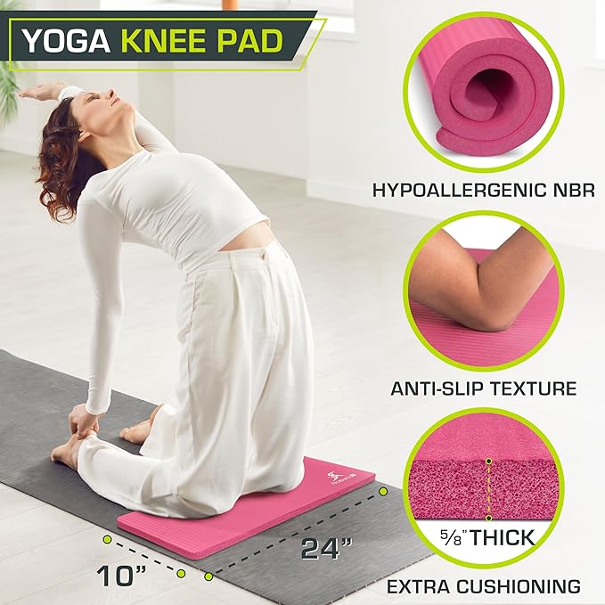 ProsourceFit Extra Thick Yoga Knee Pad and Elbow Cushion 15mm (5/8”) Fits Standard Mats for Pain Free Joints in Yoga, Pilates, Floor Workouts-GravixFit